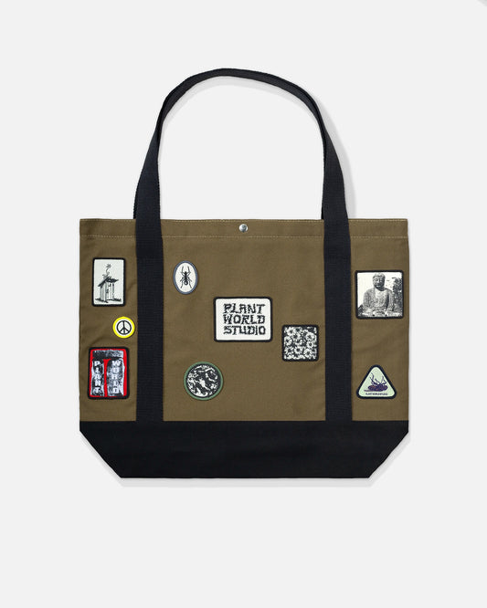 PATCHED CARRY TOTE - OLIVE BROWN